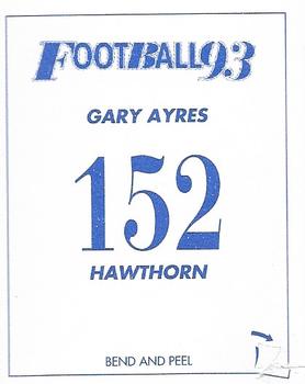 1993 Select AFL Stickers #152 Gary Ayres Back
